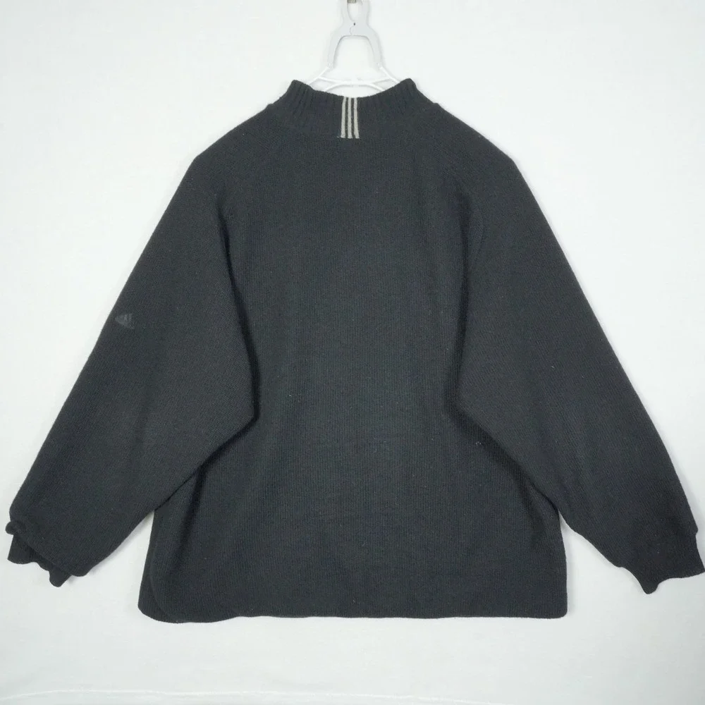 Adidas VTG 2003 Wool Knit Pullover Baggy Sweater Men's XL Black Lined 1/4 Zip‎